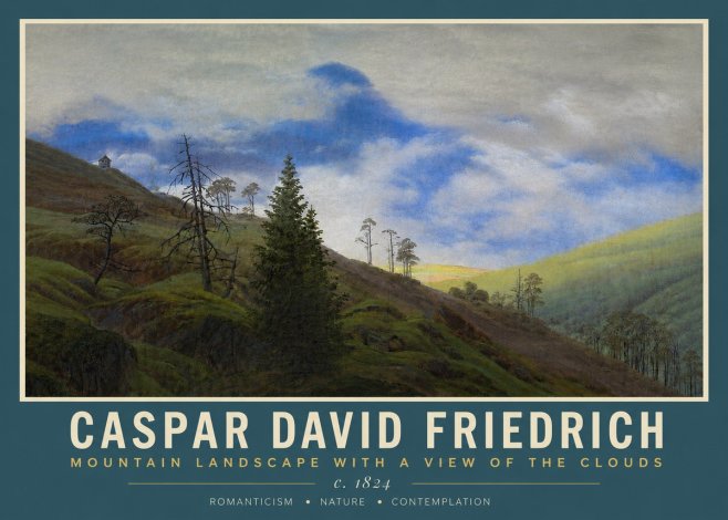 Caspar David Friedrich Mountain Landscape with a View of the Clouds No3 - Poszter