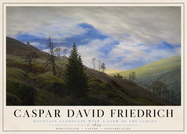 Caspar David Friedrich Mountain Landscape with a View of the Clouds No4 - Poszter
