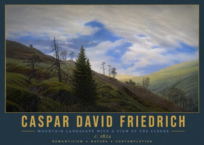 Caspar David Friedrich Mountain Landscape with a View of the Clouds No5 - Poszter