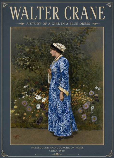Walter Crane A Study of a Girl in a Blue Dress No5 - Poszter