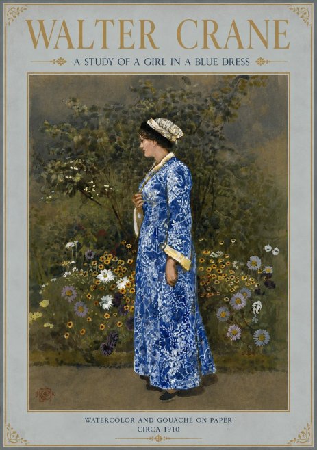 Walter Crane A Study of a Girl in a Blue Dress No6 - Poszter