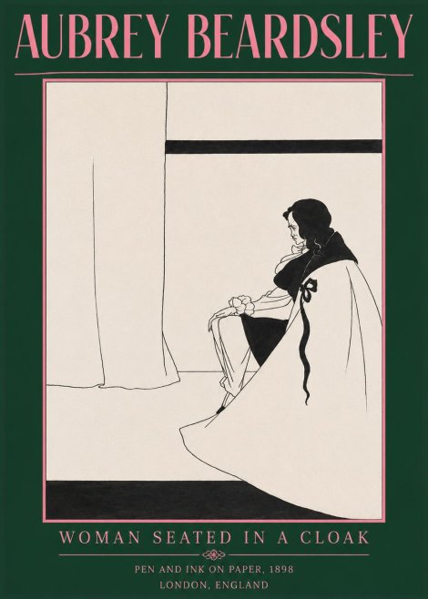 Aubrey Beardsley Woman Seated in a Cloak No2 - Poszter