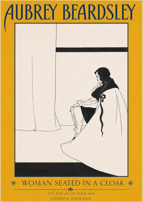 Aubrey Beardsley Woman Seated in a Cloak No3 - Poszter