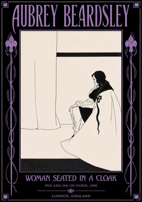 Aubrey Beardsley Woman Seated in a Cloak No4 - Poszter