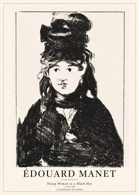 Édouard Manet Young Woman in a Black Hat II No1 - Poszter