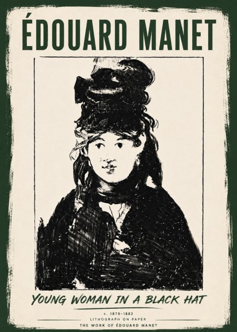Édouard Manet Young Woman in a Black Hat II No6 - Poszter