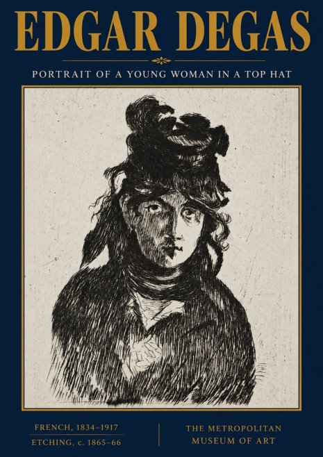 Edgar Degas Portrait of a Young Woman in a Top Hat No3 - Poszter