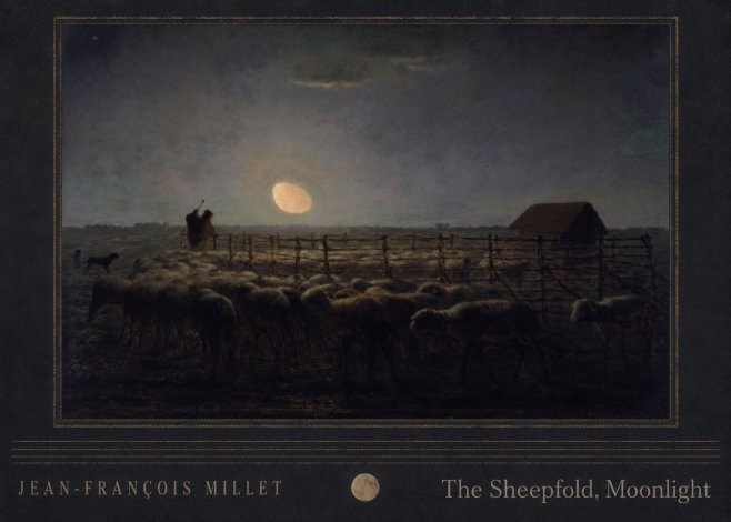 Jean-François Millet The Sheepfold, Moonlight No4 - Poszter