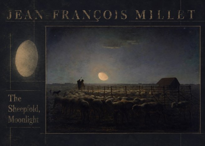 Jean-François Millet The Sheepfold, Moonlight No6 - Poszter
