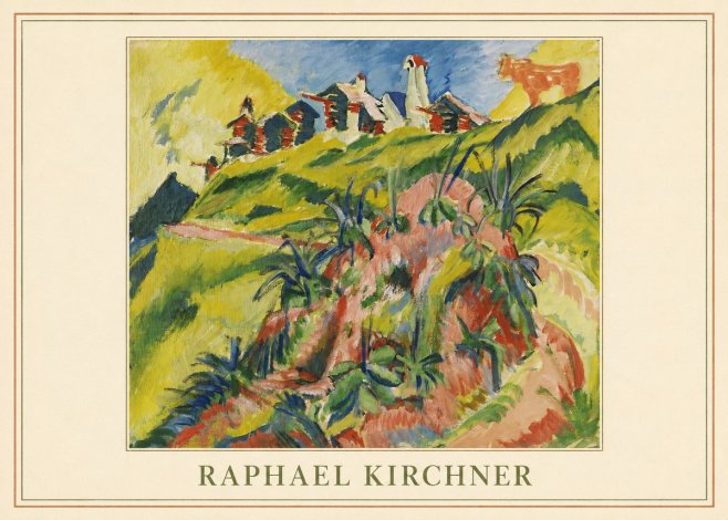 Raphael Kirchner Hillside Dwellings with Alpine Cow No4 - Poszter
