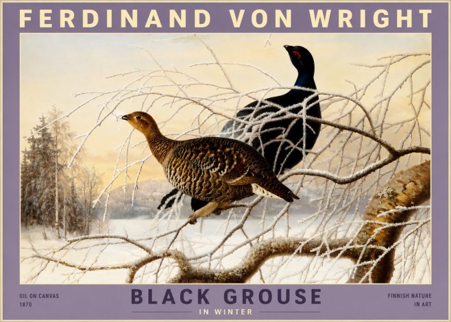 Ferdinand von Wright Black Grouse in Winter No3 - Poszter