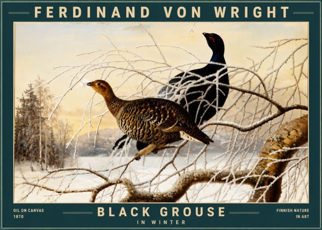 Ferdinand von Wright Black Grouse in Winter No4 - Poszter