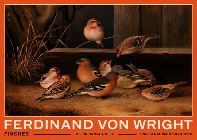 Ferdinand von Wright Finches No2 - Poszter