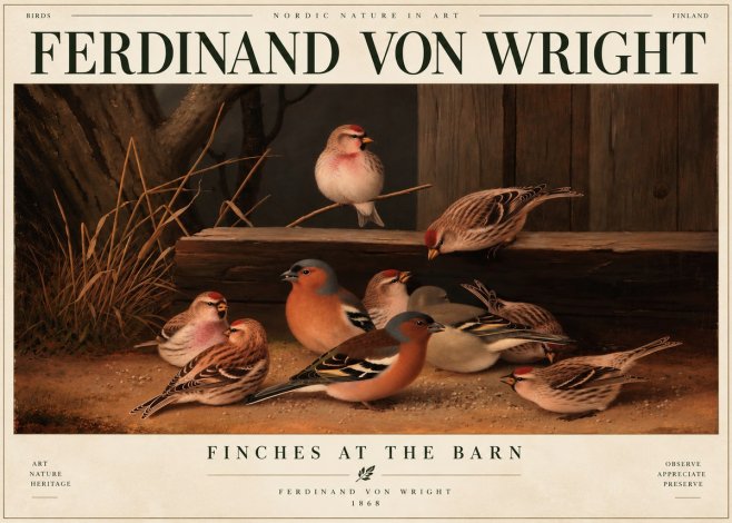 Ferdinand von Wright Finches No6 - Poszter