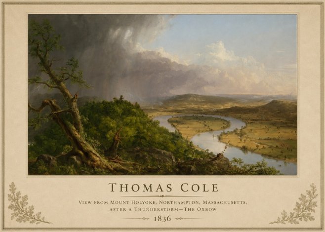 Thomas Cole View from Mount Holyoke, Northampton, Massachusetts, After a Thunderstorm—the Oxbow II No2 - Poszter