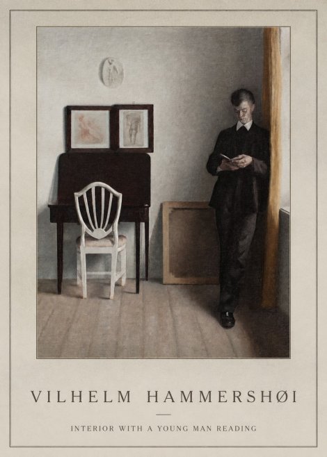 Vilhelm Hammershøi Interior with a Young Man Reading No1 - Poszter