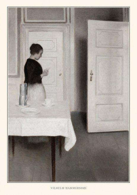 Vilhelm Hammershøi Interior with a Woman Reading a Letter No4 - Poszter
