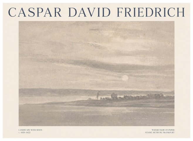 Caspar David Friedrich Landscape with Moon No1 - Poszter