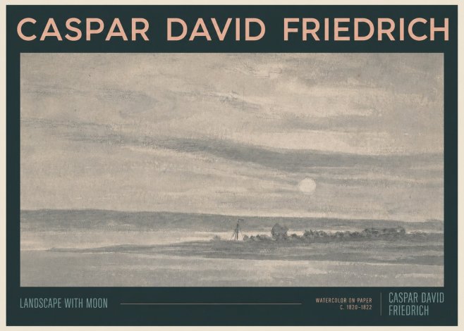 Caspar David Friedrich Landscape with Moon No2 - Poszter