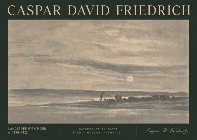 Caspar David Friedrich Landscape with Moon No6 - Poszter