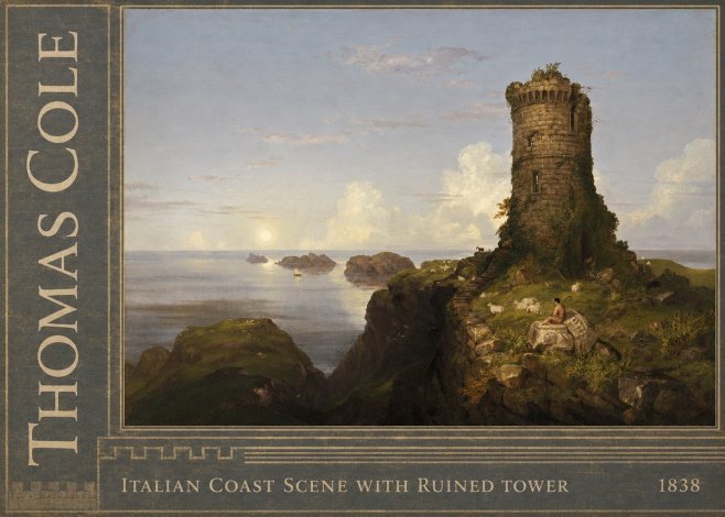 Thomas Cole Italian Coast Scene with Ruined Tower II No2 - Poszter