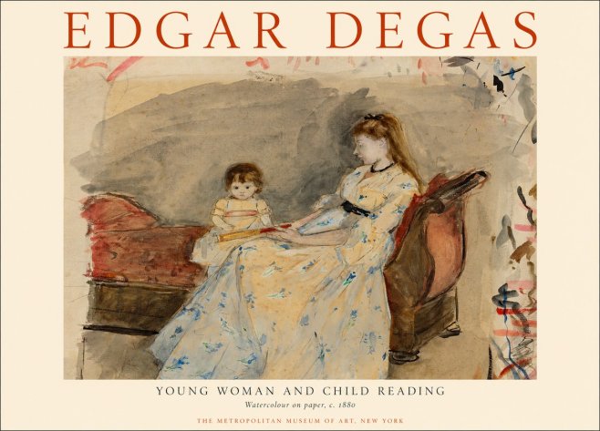 Edgar Degas Young Woman and Child Reading No1 - Poszter
