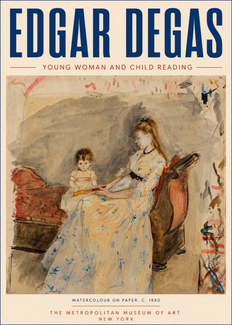 Edgar Degas Young Woman and Child Reading No6 - Poszter