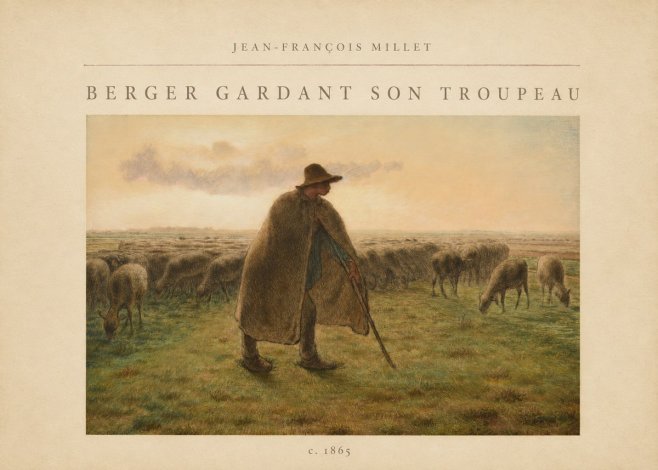 Jean-François Millet Berger Gardant Son Troupeau No5 - Poszter