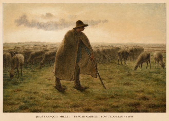 Jean-François Millet Berger Gardant Son Troupeau No6 - Poszter