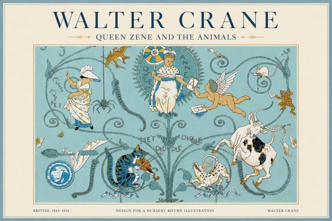 Walter Crane Queen Zene and the Animals No1 - Poszter