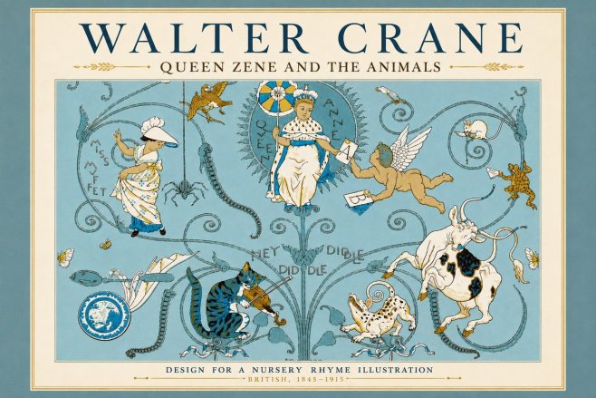 Walter Crane Queen Zene and the Animals No5 - Poszter