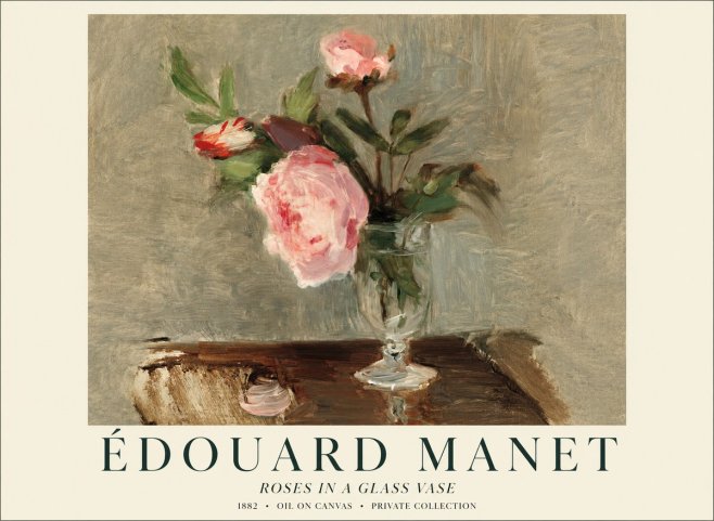 Édouard Manet Roses in a Glass Vase No1 - Poszter
