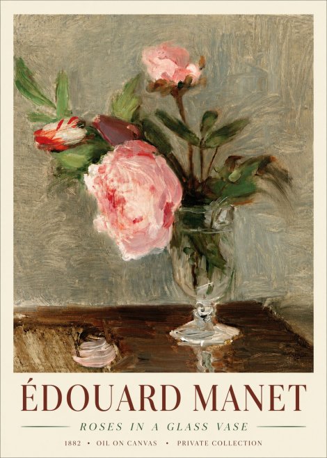 Édouard Manet Roses in a Glass Vase No4 - Poszter