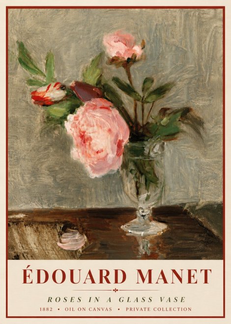 Édouard Manet Roses in a Glass Vase No6 - Poszter