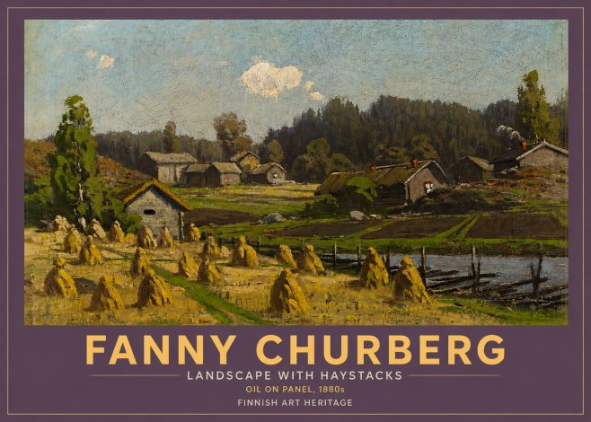 Fanny Churberg Landscape with Haystacks No4 - Poszter