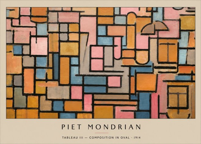 Piet Mondrian Tableau Iii — Composition in Oval No3 - Poszter