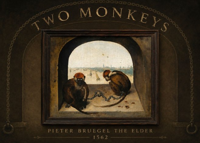 Pieter Bruegel Two Monkeys III No2 - Poszter