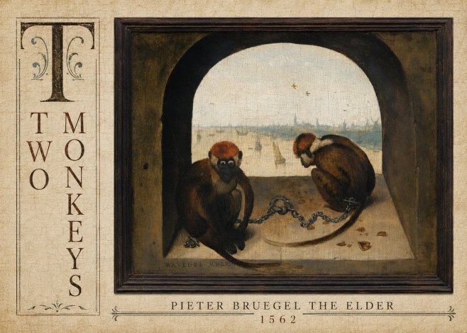 Pieter Bruegel Two Monkeys III No3 - Poszter