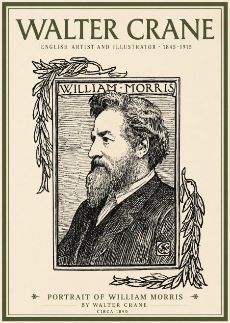Walter Crane Portrait of William Morris No2 - Poszter