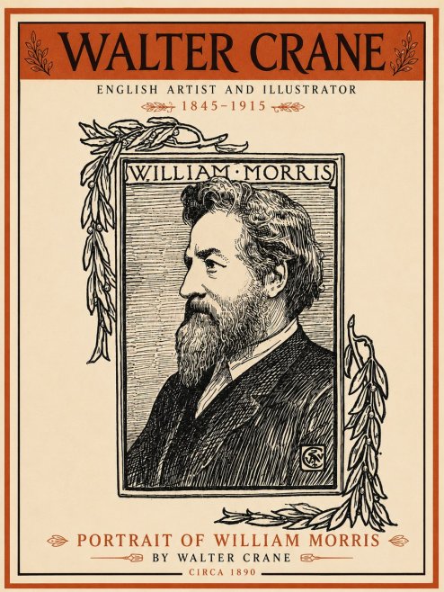 Walter Crane Portrait of William Morris No6 - Poszter