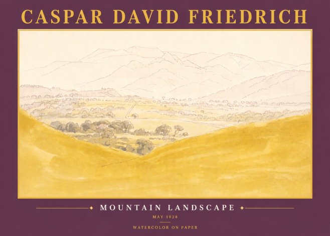 Caspar David Friedrich Mountain Landscape No6 - Poszter