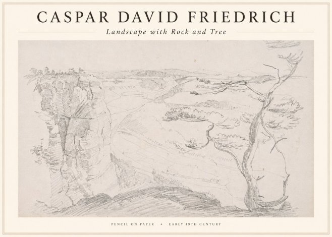 Caspar David Friedrich Landscape with Rocks and a Tree No4 - Poszter