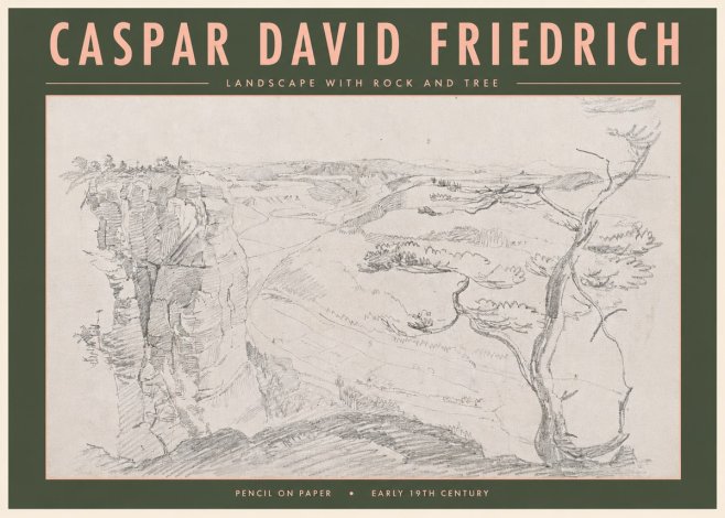 Caspar David Friedrich Landscape with Rocks and a Tree No5 - Poszter