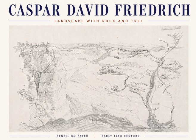 Caspar David Friedrich Landscape with Rocks and a Tree No6 - Poszter