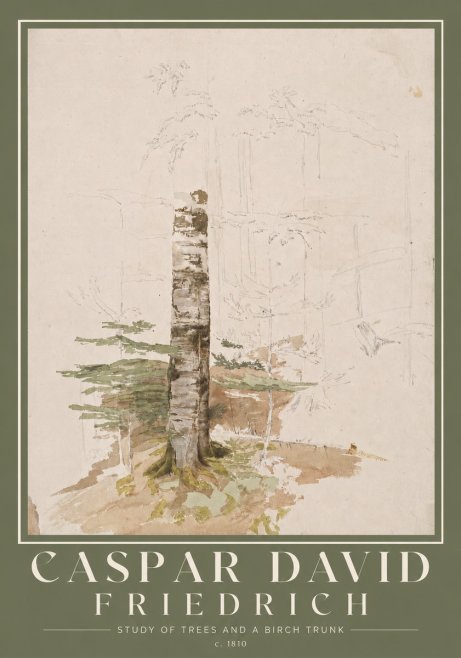 Caspar David Friedrich Study of Trees and a Birch Trunk No2 - Poszter