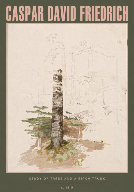 Caspar David Friedrich Study of Trees and a Birch Trunk No3 - Poszter
