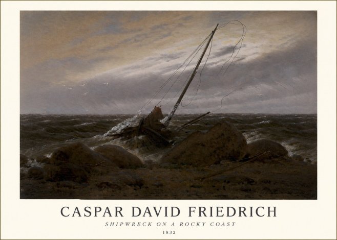 Caspar David Friedrich Shipwreck on a Rocky Coast No1 - Poszter