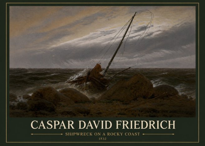 Caspar David Friedrich Shipwreck on a Rocky Coast No3 - Poszter