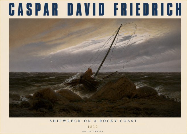 Caspar David Friedrich Shipwreck on a Rocky Coast No4 - Poszter