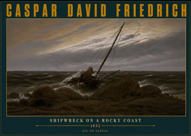 Caspar David Friedrich Shipwreck on a Rocky Coast No6 - Poszter